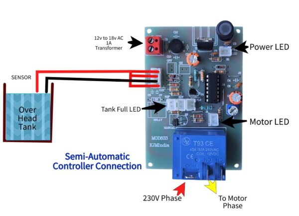 Semi Automatic Water Level Controller Connection Details | KJMIndia.in